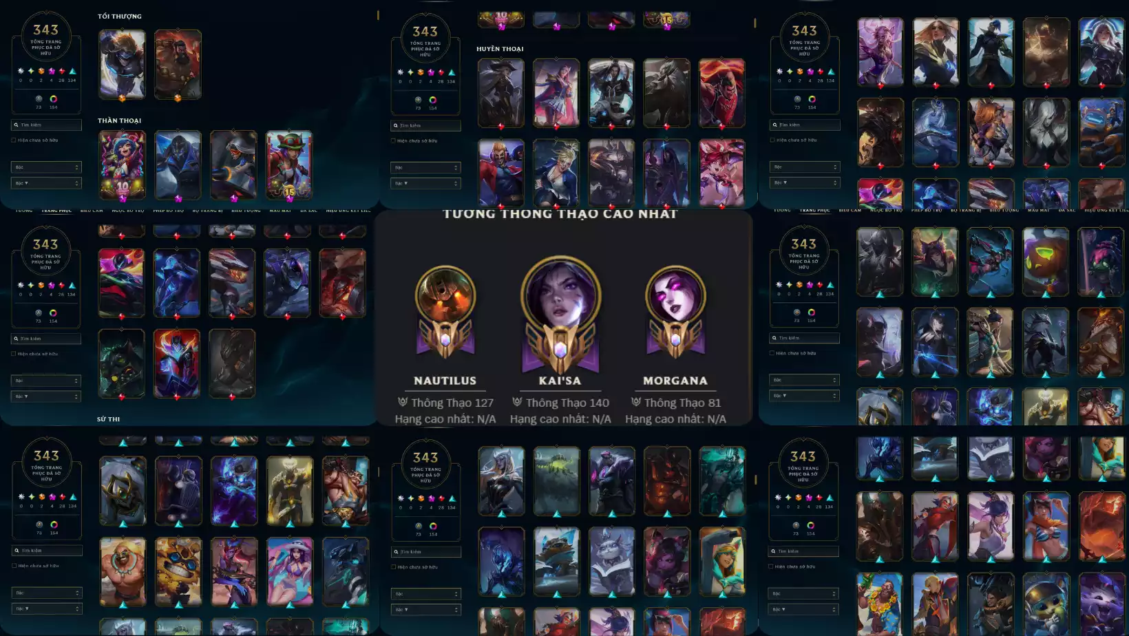 LOL 343 SKIN THÔNG THẠO 3 TƯỚNG CAO NHẤT HƠN 1 TRIỆU THÔNG THẠO TFT DU CHOI